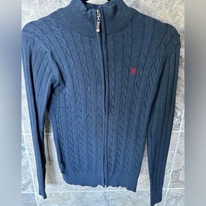 PAUL PARKER Ladies Women’s Size Small Blue CableKnit  Cardigan Sweater N…